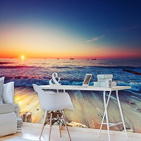 Пейзаж море флизелиновые фотообои 312x219 см 3D Ландшафт Закат на пляже (12623VEXXL) +клей
