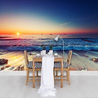 Флізелінові фото шпалери природа 254x184 см 3D ландшафт захід сонця на морському пляжі (12623V4)+клей - вид 8 мініатюра