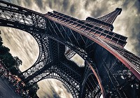 Флизелиновые фотообои город в интерьере кухни 368x254 см 3D Вид на Эйфелеву башню в Париже (12625V8)+клей - вид 1 миниатюра