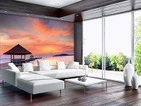 Флизелиновые фото обои вид на море 368x254 см 3D Природа Пейзаж Мост Романтический Вид (12626V8)+клей