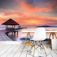 Флизелиновые фотообои морской 312x219 см 3D Природа Мост Романтический Вид (12626VEXXL)+клей