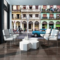 Флизелиновые фото обои город 368x254 см 3D Улица в Гаване (12630V8)+клей