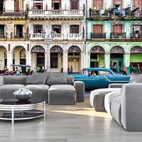 Флизелиновые фотообои город 254x184 см 3D Улица в Гаване (12630V4)+клей