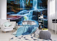 Флизелиновые 3д фото обои природа 312x219 см Водопад Скалы Вода Вид (12631VEXXL)+клей