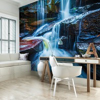 Флизелиновые фото обои природа 368x254 см 3D Водопад Скалы Вода Вид (12631V8)+клей - вид 9 миниатюра