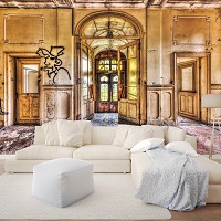 Флизелиновые фото обои с городом 368x254 см 3D Заброшенный дом (12633V8)+клей