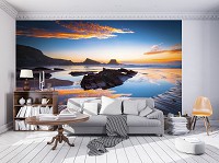 Флизелиновые фотообои Пейзаж Природы Горы  368x254 см 3D Красивый закат на озере (12634V8)+клей