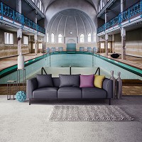 Флизелиновые фотообои Винтаж Архитектура Здание 368x254 см 3D Пустой заброшенный бассейн (12635V8)+клей