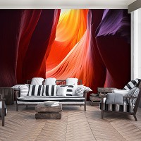 Флизелиновые фотообои с природой в интерьере 3D Скала Пещера 254x184 см Внутри Каньона Антилопы (12639V4)+клей