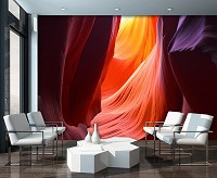Флизелиновые фото обои природа 3D Абстракция Пещера Скала 312x219 см Внутри Каньона Антилопы (12639VEXXL)+клей
