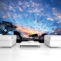 Флизелиновые фото обои небо 254x184 см Животные саванны (12642V4)+клей