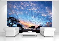 Флизелиновые фотообои закат 312x219 см Животные саванны (12642VEXXL)+клей