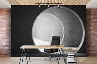 Флизелиновые современные фотообои на стену 3D Тоннель 416x254 см Круглый светлый бетонный коридор (12645VEXXXL+клей