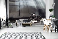 Популярные флизелиновые фотообои 312x219 см 3D Мотоцикл в гараже (12646VEXXL) +клей