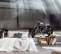 Флизелиновые фотообои для зала 416x254 см 3D Мотоцикл в гараже (12646VEXXXL) +клей
