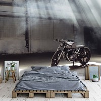 Флизелиновые фотообои 368x280 см 3D Мотоцикл в гараже (12646V10) +клей
