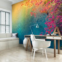 Флизелиновые фотообои дерево 416x254 см Осенние листья над водою (12647VEXXXL)+клей