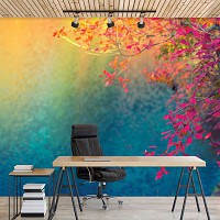 Флизелиновые фото обои 368x254 см Осенние листья над водою (12647V8)+клей