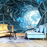 Флизелиновые фотообои облака небо 416x254 см 3D Огромное отверстие в современном здании (12648VEXXXL) +клей