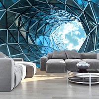 Фото обои облака 368x254 см 3D Огромное отверстие в современном здании 12648P8+клей