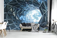 Облака флизелиновые фотообои 312x219 см 3D Огромное отверстие в современном здании (12648VEXXL) +клей