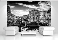 Флизелиновые фото обои город Венеция 312x219 см Черно-белые гондолы (12649VEXXL)+клей