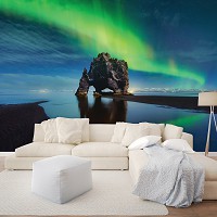 Флізелінові фотошпалери нічний пейзаж 3D Природа Ландшафт Озеро 312x219 см Північне сяйво (12652VEXXL)+клей - вид 6 мініатюра