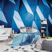 Флизелин - геометрия на фото обоях 312x219 см Синие 3Д фигуры (12653VEXXL)+клей