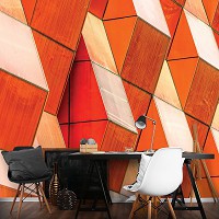 Флизелиновые фото обои 368x254 см Оранжевые 3Д фигуры (12654V8)+клей