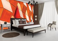 Флізелінові фотошпалери скандинавський стиль 254x184 см Помаранчеві 3Д фігури (12654V4)+клей - вид 7 мініатюра