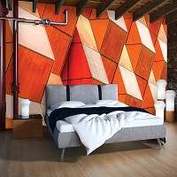 Флизелиновые фотообои скандинавский стиль 254x184 см Оранжевые 3Д фигуры (12654V4)+клей