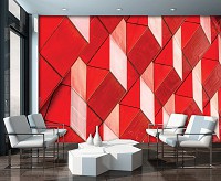 Флизелиновые фото обои геометрия в интерьере 368x254 см Красные 3Д фигуры (12655V8)+клей - вид 6 миниатюра