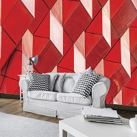 Флизелин - геометрия на фото обоях 254x184 см Красные 3Д фигуры (12655V4)+клей