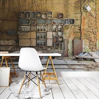 Флизелиновые фото обои с городом на стену 368x254 см Старая электрощитовая (12656V8)+клей