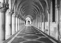 Флізелінові фотошпалери з колонами 254x184 см 3D Чорно-білі арки (12657V4)+клей - вид 1 мініатюра