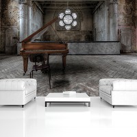 Флизелиновые ретро фото обои на стену 312x219 см 3D Пианино в заброшенном доме (12658VEXXL)+клей - вид 5 миниатюра