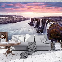 Флізелінові фото шпалери Природа Скелі Вода 368x254 см 3D Великий водоспад (12659V8)+клей - вид 5 мініатюра