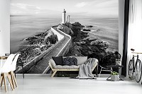 Флизелиновые 3д фотообои море фото 312x219 см Черно-белый маяк (12660VEXXL) +клей