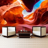 Флизелиновые 3д фотообои горы пейзаж ландшафт 416x254 см Каньон Антилопы в Аризоне (12662VEXXXL) +клей