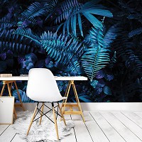 Флизелиновые фото обои красивая природа 3D Папоротник 254x184 см Большие темно-зеленый листья (12664V4)+клей