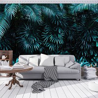 Флизелиновые 3д фото обои природа Экзотическая ботаническая зелень 254x184 см Листья в джунглях (12666V4)+клей - вид 6 миниатюра