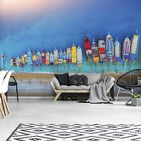 Флизелиновые фотообои море 368x254 см Лодки на океанском пляже (12667V8)+клей