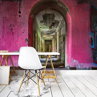 Флизелиновые фото обои город 254x184 см 3D Коридор в заброшенном доме (12668V4)+клей