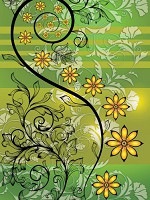 Над кроватью флизелиновые фотообои в спальню 206x275 см Желтые цветы и черные стебли на зеленом фоне (1266VEA) +клей