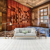 Флизелиновые фото обои ретро стиль 368x254 см 3D Шкаф в заброшенном офисе (12670V8)+клей
