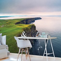 Флизелиновые фото обои с морем 3D Ландшафт Природа Скалы Ирландия Океан 254x184 см Крутой берег (12671V4)+клей