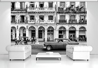 Флизелиновые фотообои с машинами Город Архитектура Ретро 312x219 см 3D Черно-белая улица в Гаване (12673VEXXL)+клей - вид 6 миниатюра