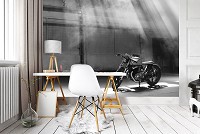 Фотообои флизелиновые 312x219 см 3D Черно-белый мотоцикл (12676VEXXL)+клей