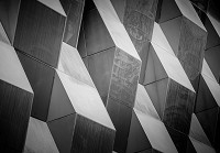 Флізелінові геометричні фото шпалери Абстракція Мінімалізм 254x184 см Чорно-білі 3Д фігури (12678V4)+клей - вид 1 мініатюра