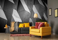 Флізелінові геометричні фото шпалери Абстракція Мінімалізм 254x184 см Чорно-білі 3Д фігури (12678V4)+клей - вид 7 мініатюра